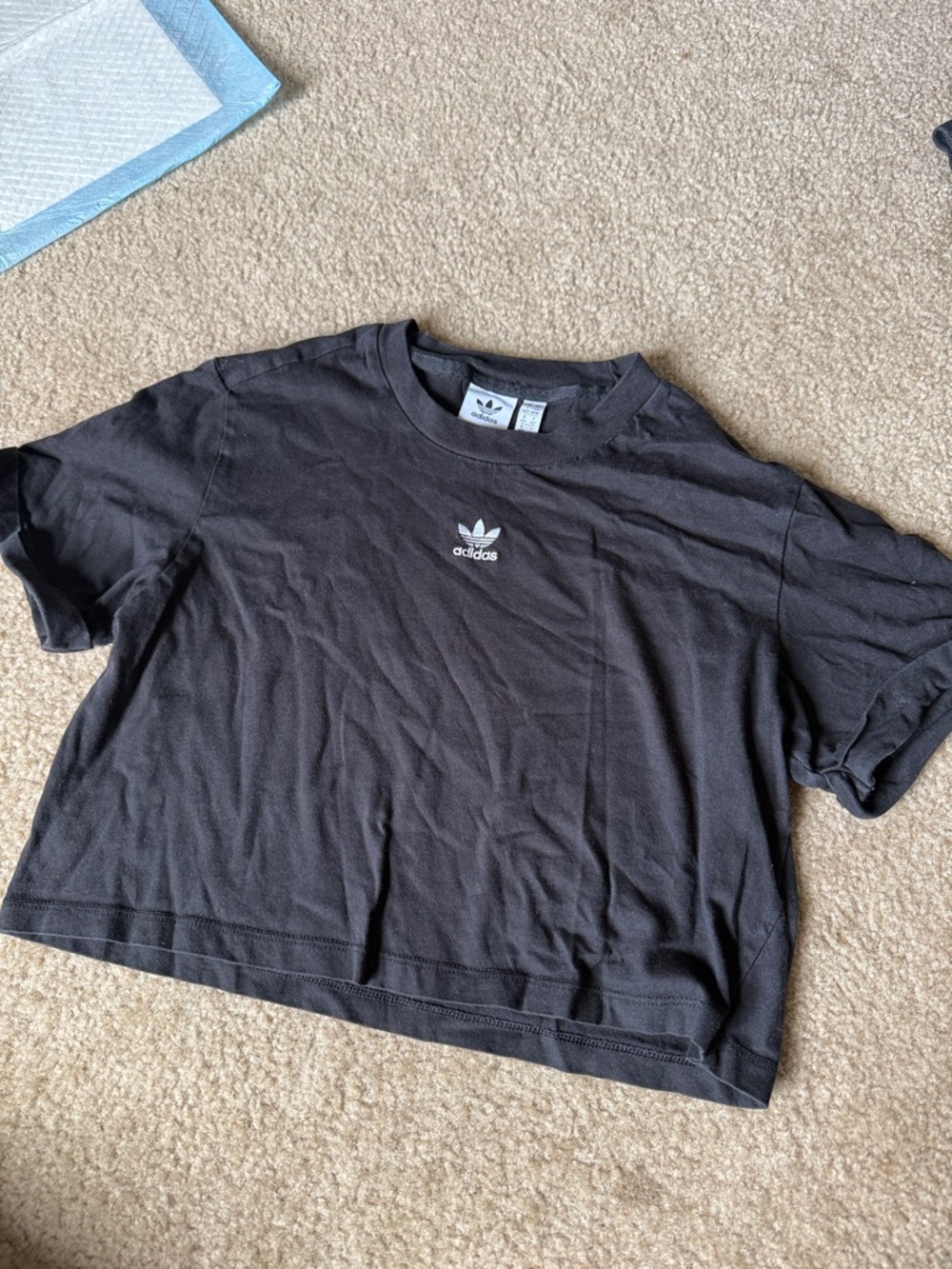 adidas Black Trefoil Cropped Tee